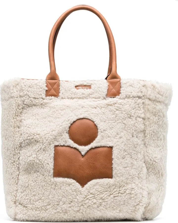 Logo-Print Sheepskin Tote Bag