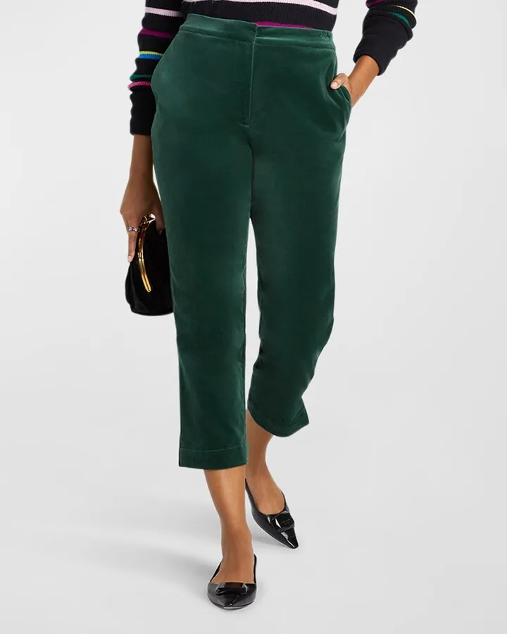 Cropped Wide-Leg Velvet Pants