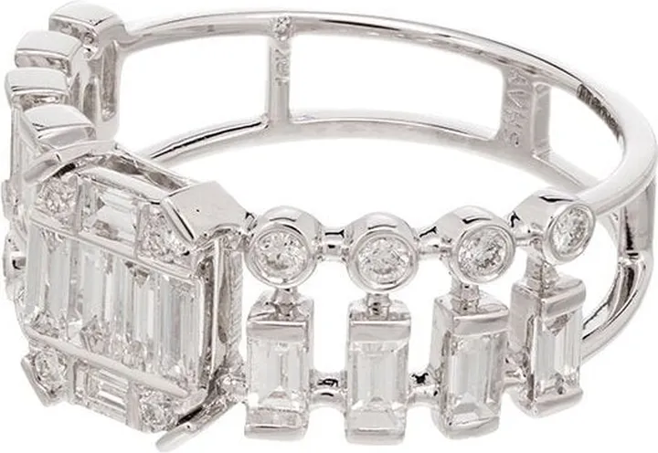 18kt gold Illusion dot dash diamond ring