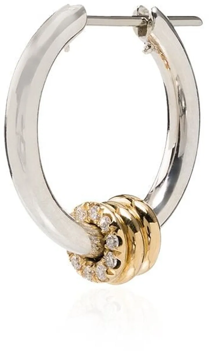 18kt yellow gold and diamond Ara SG hoop earring