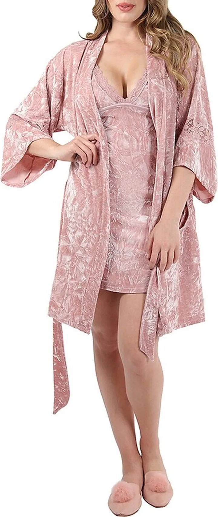 Crushed Velvet Kimono Robe