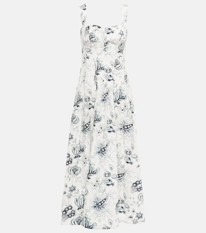 Floral paisley cotton midi dress