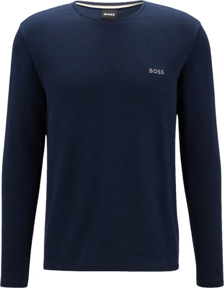 Long Sleeve Waffle Knit Cotton Blend T-Shirt