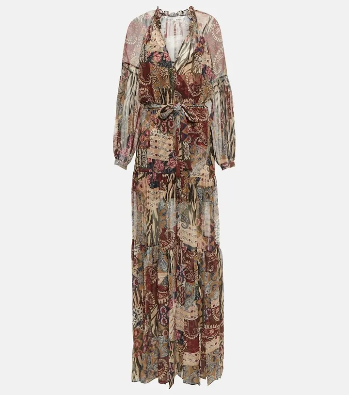 Isra printed silk maxi dress