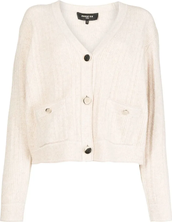 ribbed V-neck cardigan