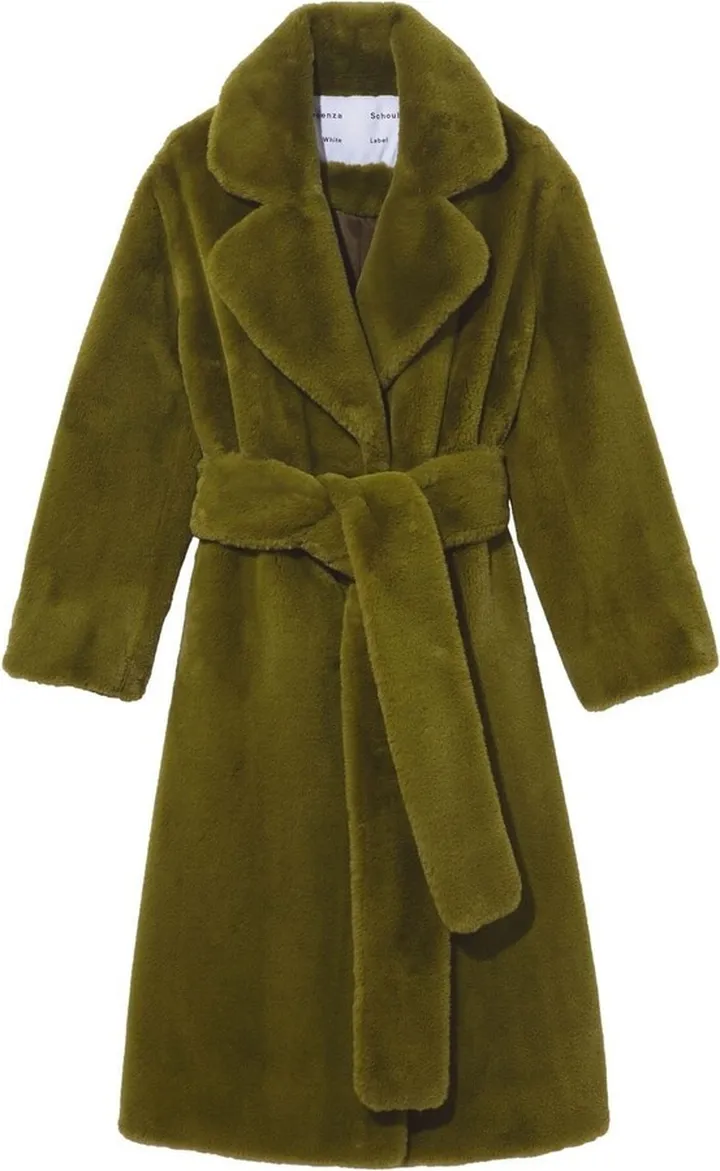 Faux-Fur Belted Coat