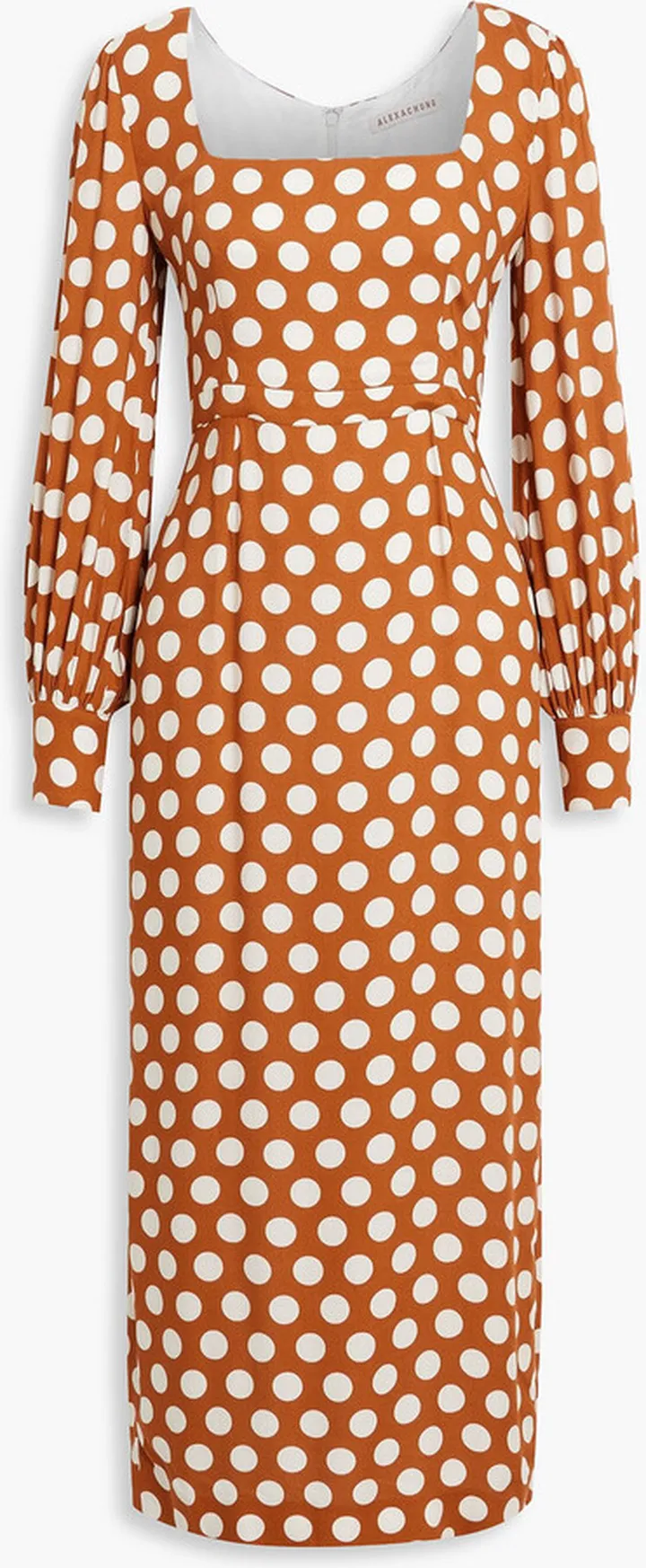 Polka-dot crepe midi dress