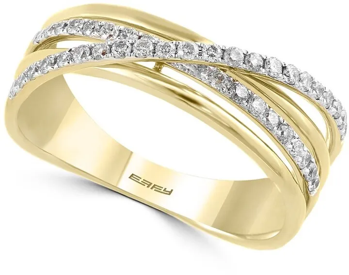 14K Yellow Gold Crossover Diamond Ring - 0.29 ctw - Size 7