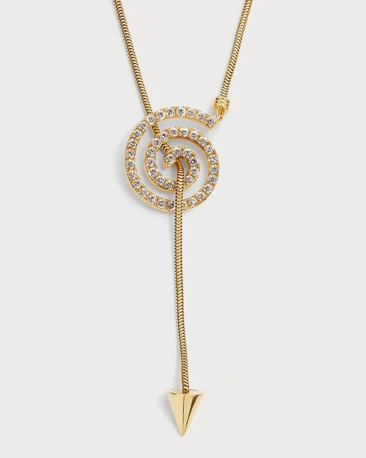 Yellow Gold Essence Lariat with Diamonds