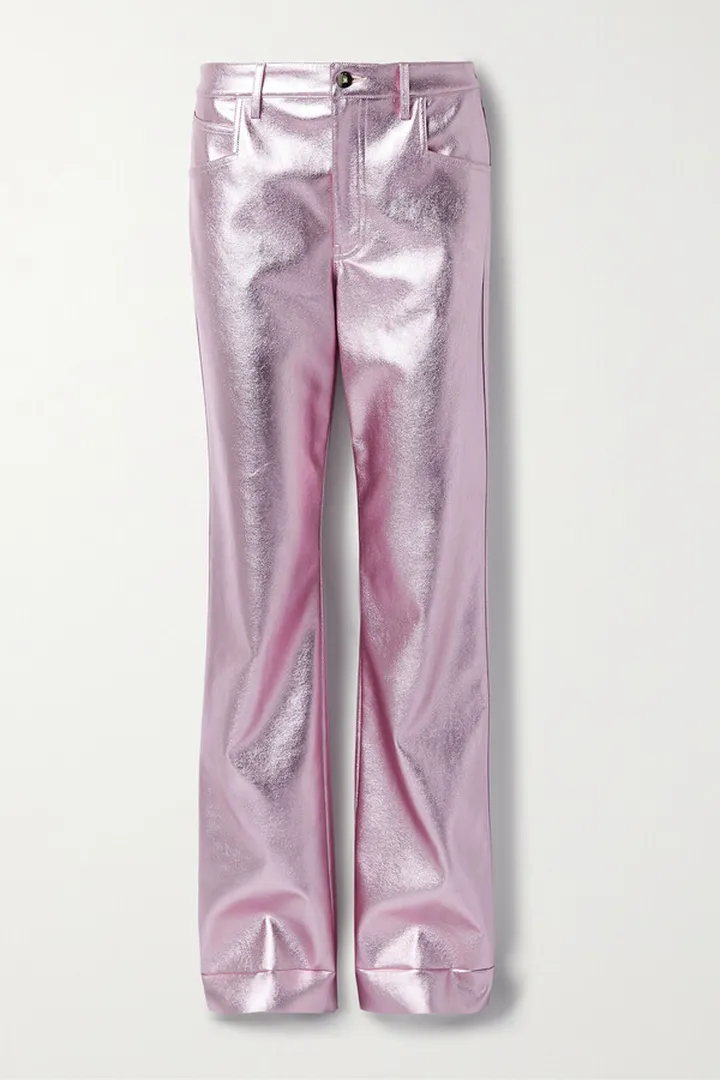 Alix NYC - Jay Metallic Vegan Leather Straight-leg Pants - Pink