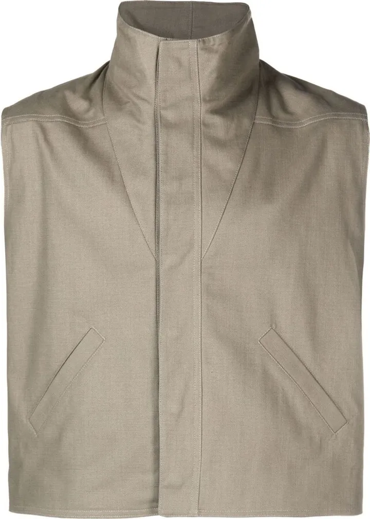 Beige High-Neck Cotton Vest