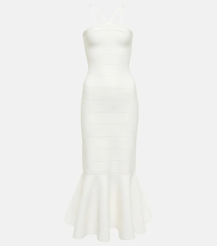 Openwork knit midi dress