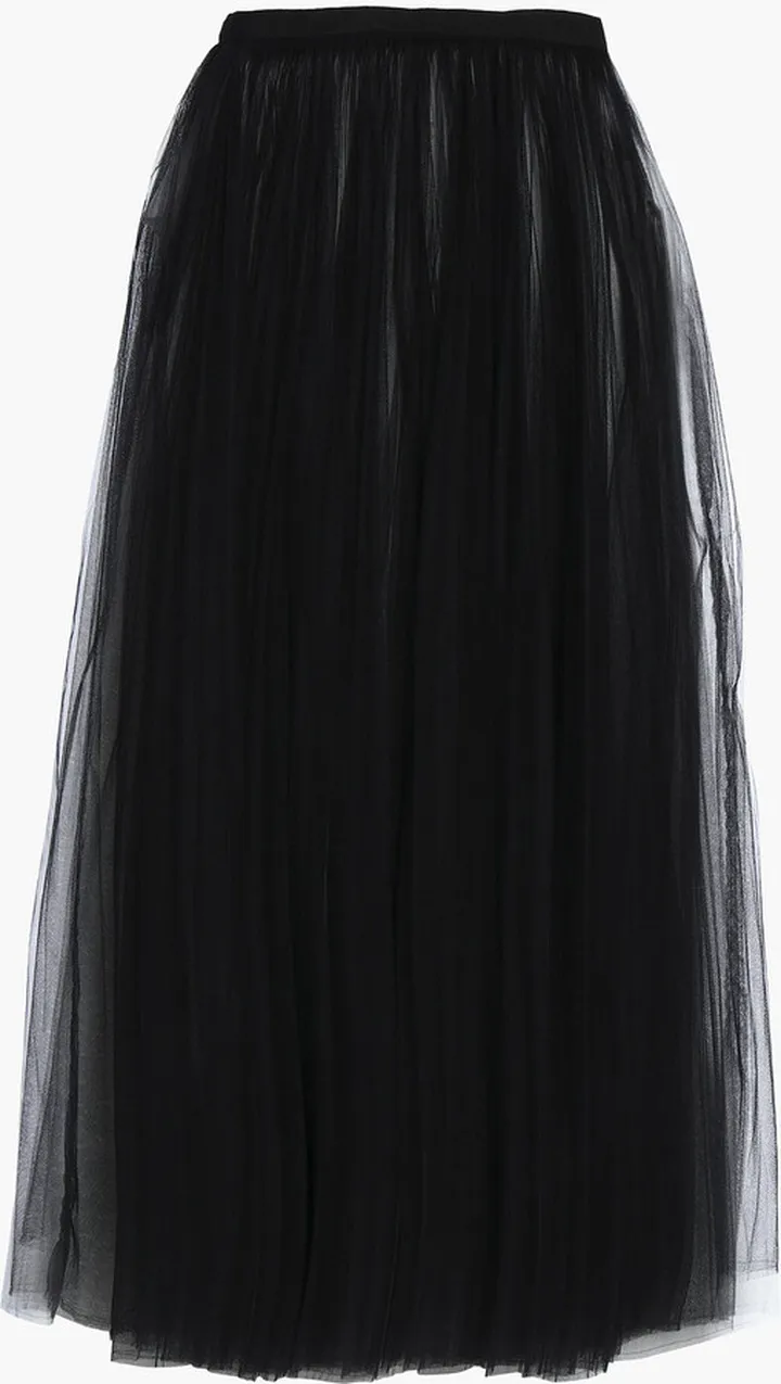 Gathered tulle midi skirt