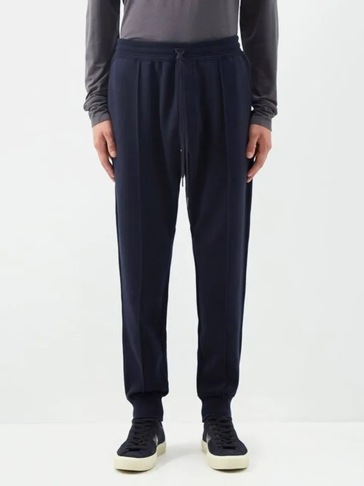 Pintucked Cotton-blend Jersey Track Pants