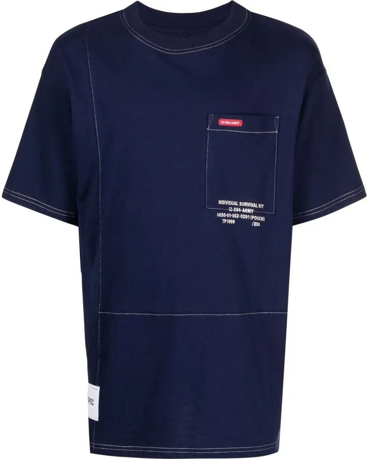 contrast-stitching cotton T-shirt
