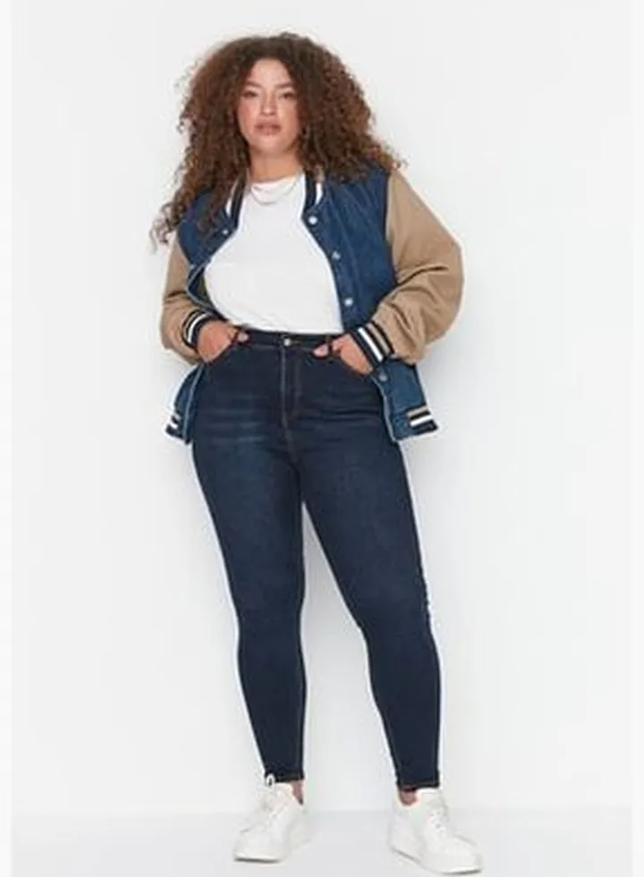Navy Blue High Waist Skinny Jeans
