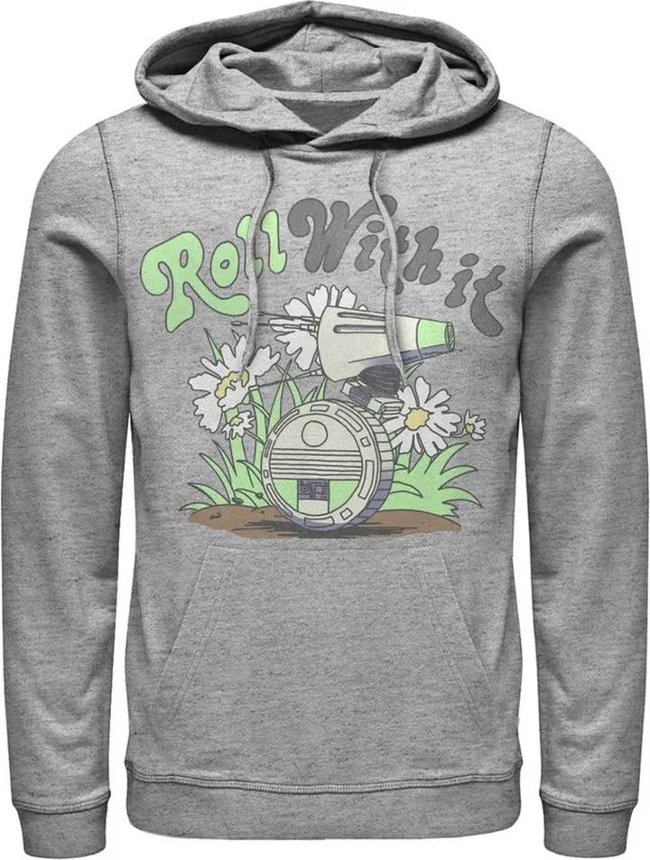 Men's Star Wars: The Rise of Skywalker D-0 Roll With It Pull Over Hoodie - Athletic Heather - Small