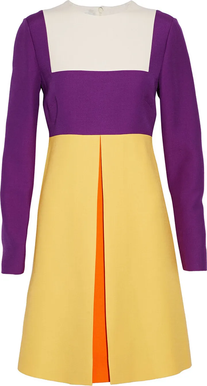 Color-block wool and silk-blend mini dress