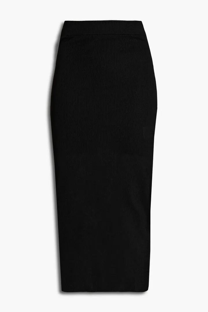 Idylia ribbed-knit midi skirt
