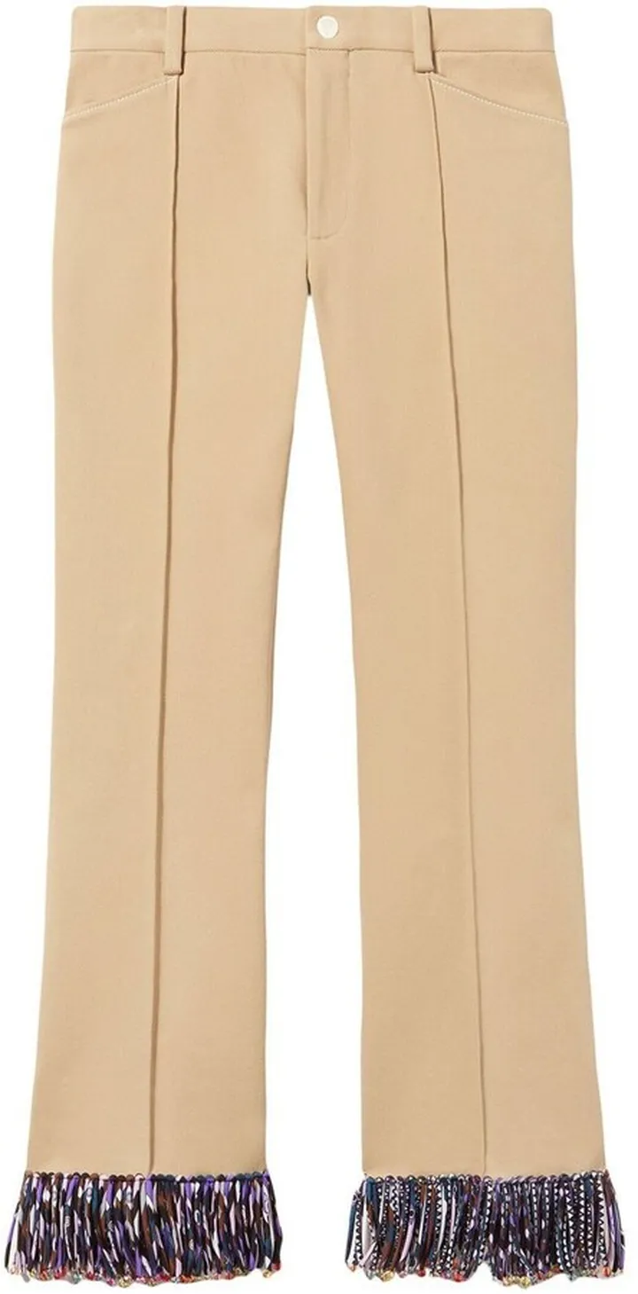 Bead-Detail Cropped Trousers