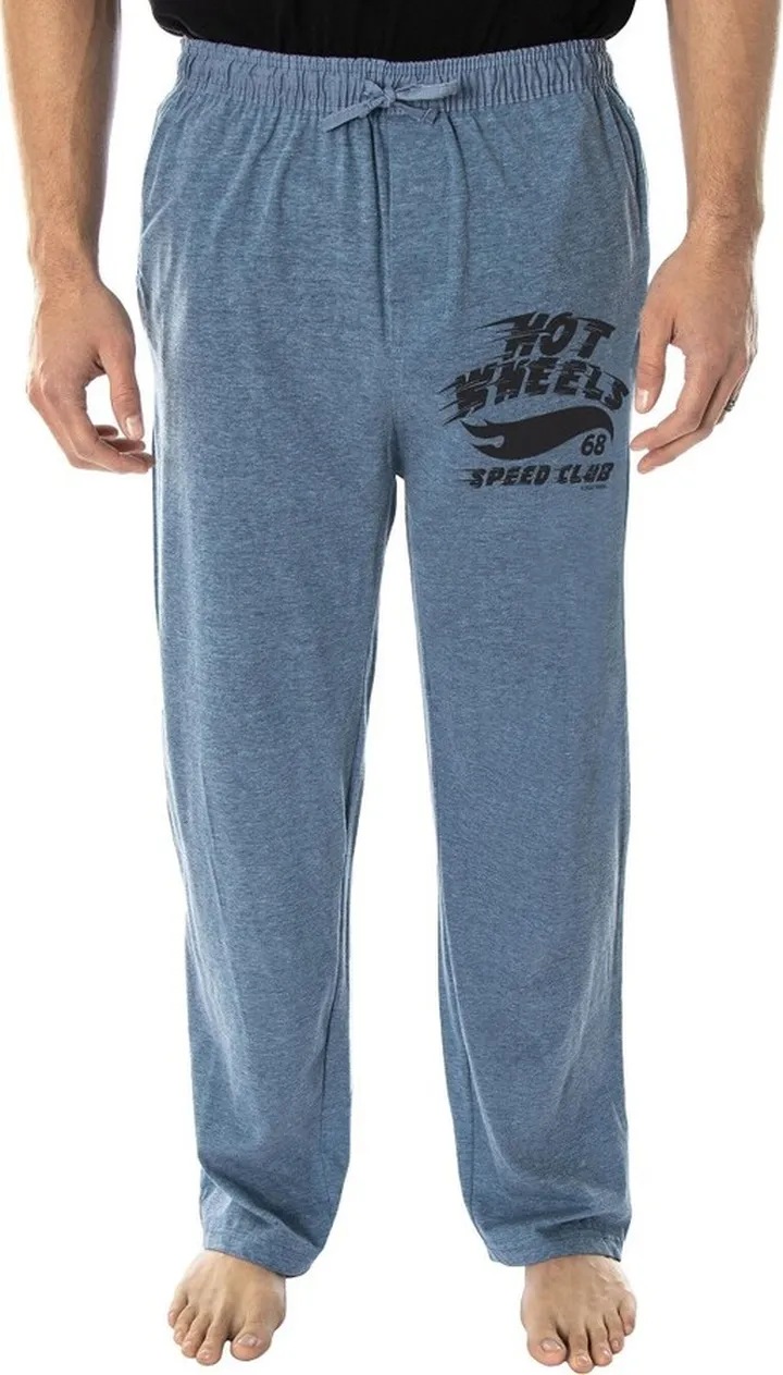 Hot Wheels Cars Men's Vintage 68 Speed Club Loungewear Sleep Pajama Pants (MD) Blue