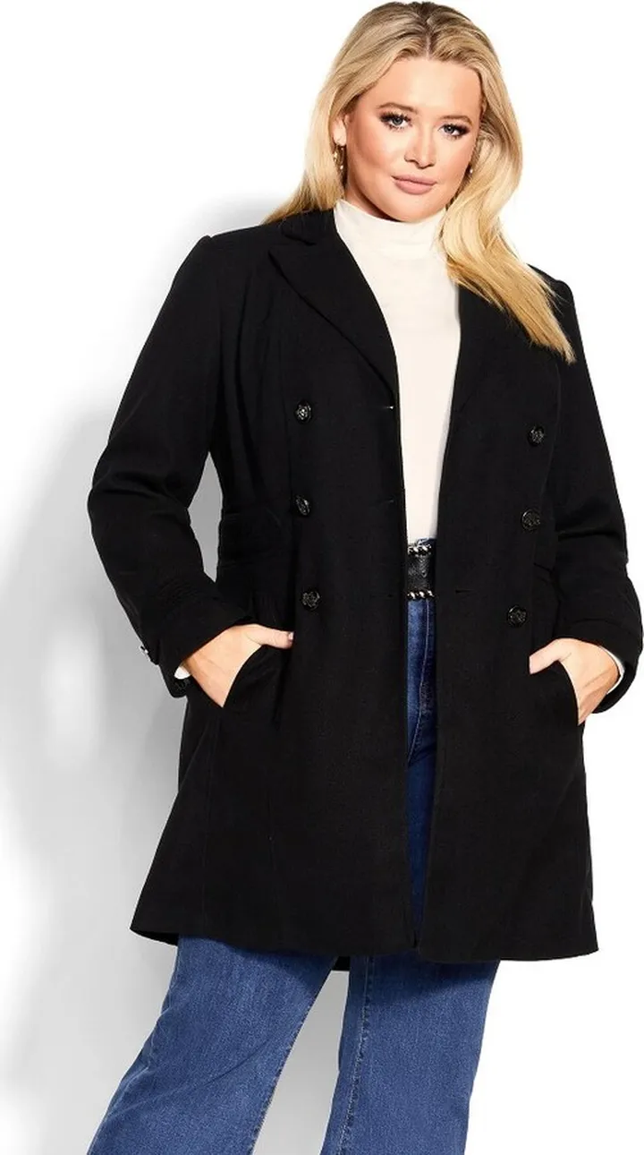 EVANS | Women's Plus Size Military Coat - black - 22W