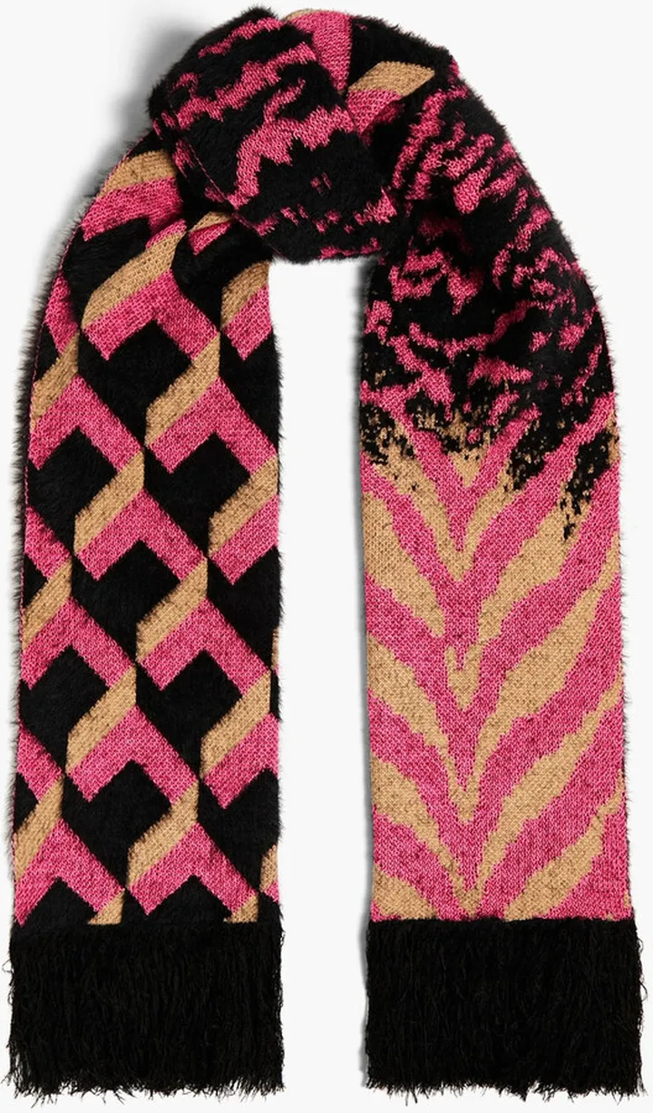 Afsana brushed jacquard-knit scarf