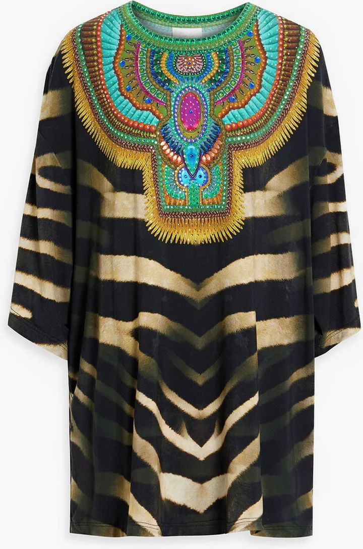 Printed stretch-modal jersey tunic