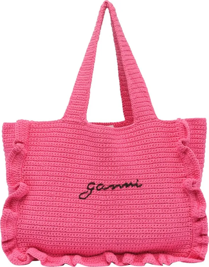 Crochet Frill Solid Tote Bag