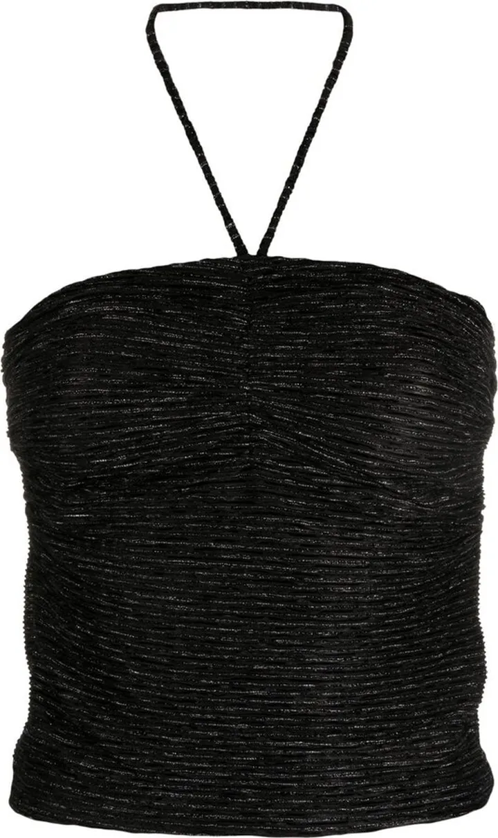 Metallic-Slub Halterneck Top