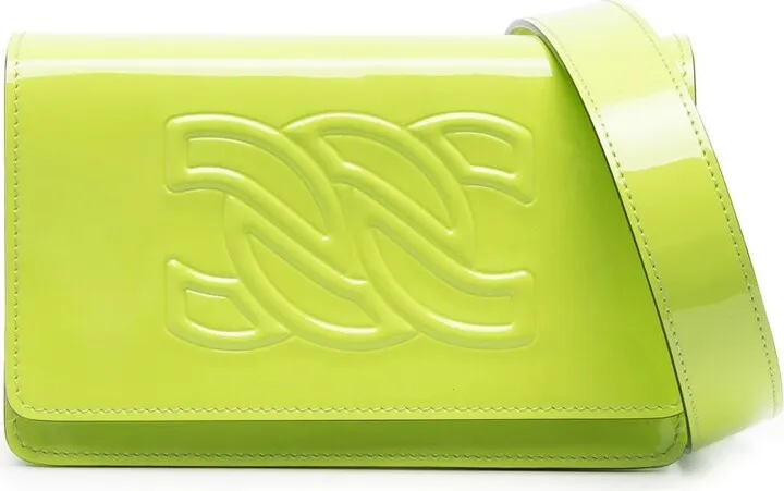 Embossed-Logo Leather Shoulder Bag