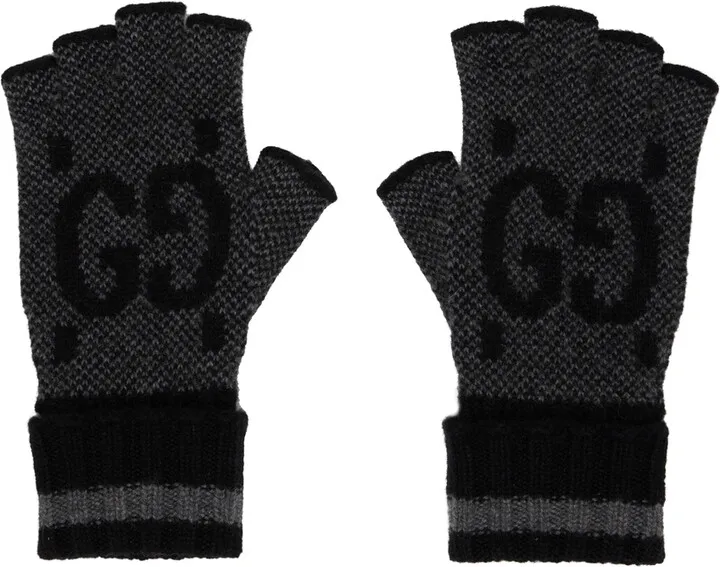 Gucci Black GG Fingerless Gloves