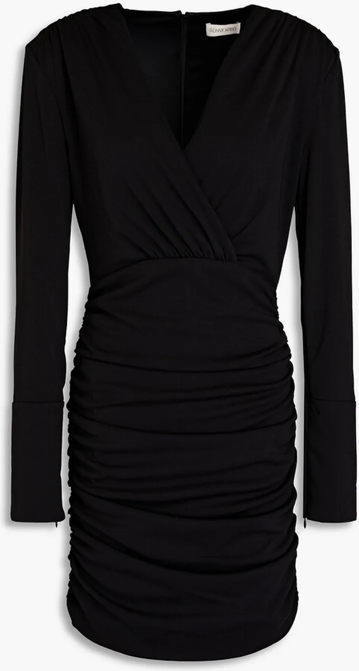 Mariana wrap-effect ruched jersey mini dress