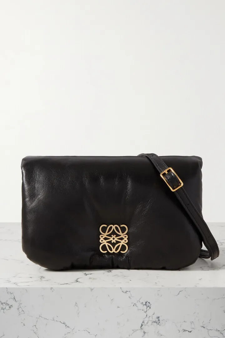 Loewe - Puffer Goya Mini Embellished Padded Leather Down Shoulder Bag - Black