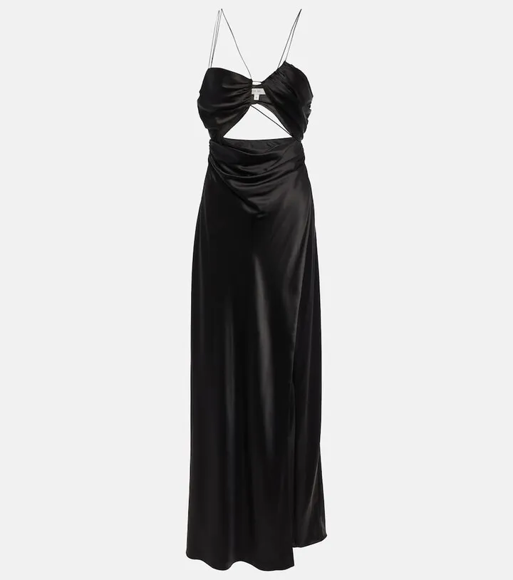 Asymmetrical silk satin gown