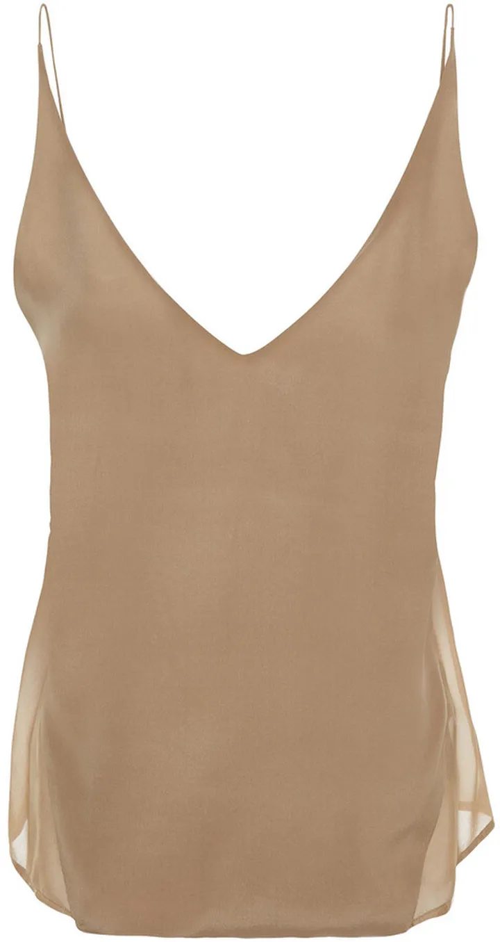 Lucy chiffon-paneled washed-silk camisole
