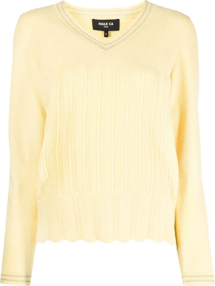 V-neck cable-knit jumper