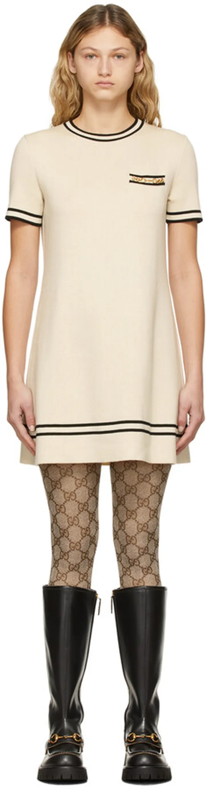 Gucci Off-White Wool Horsebit Dress