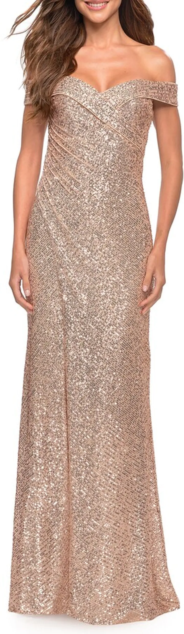 Sequin Off the Shoulder Gown