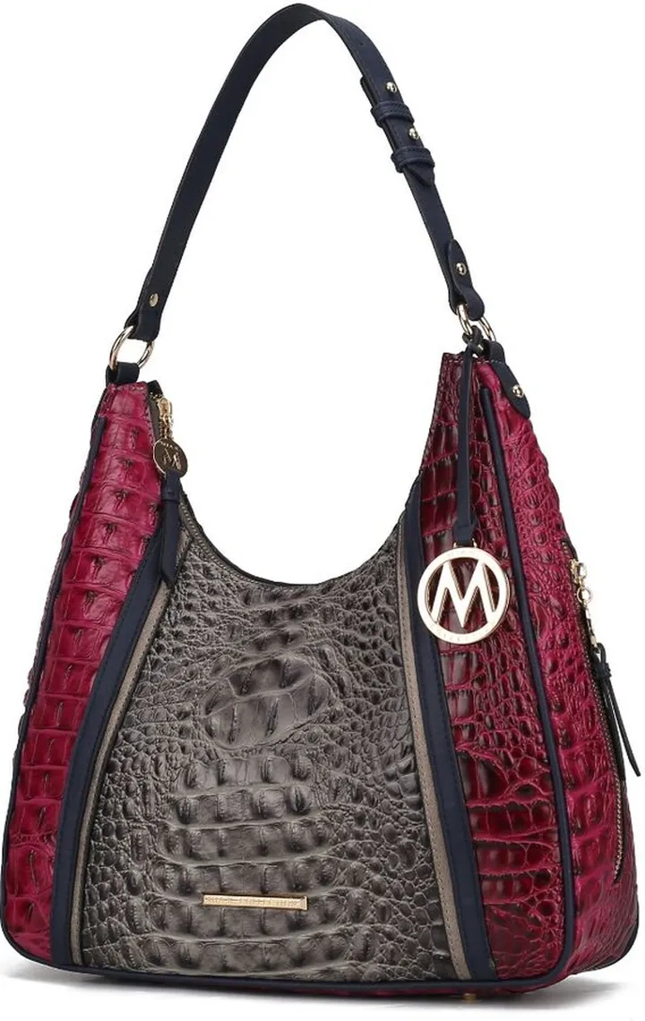 Becket Faux Crocodile-Embossed Vegan Leather Women’s Shoulder Bag
