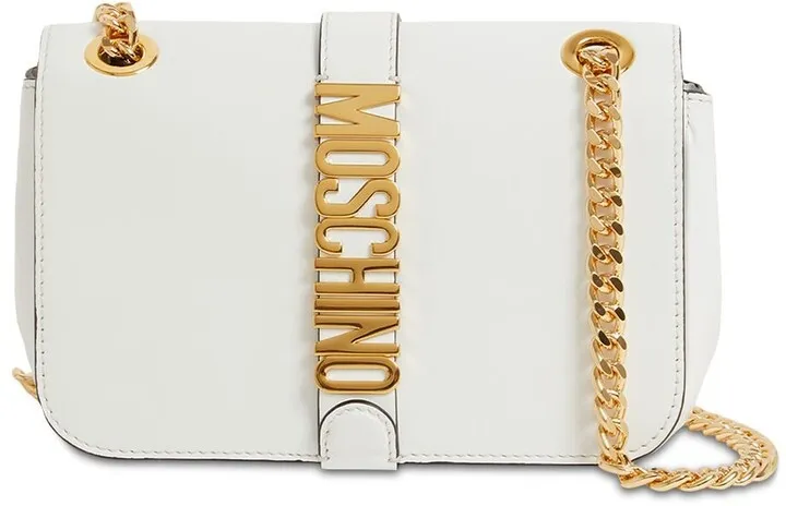 Moschino lettering leather shoulder bag