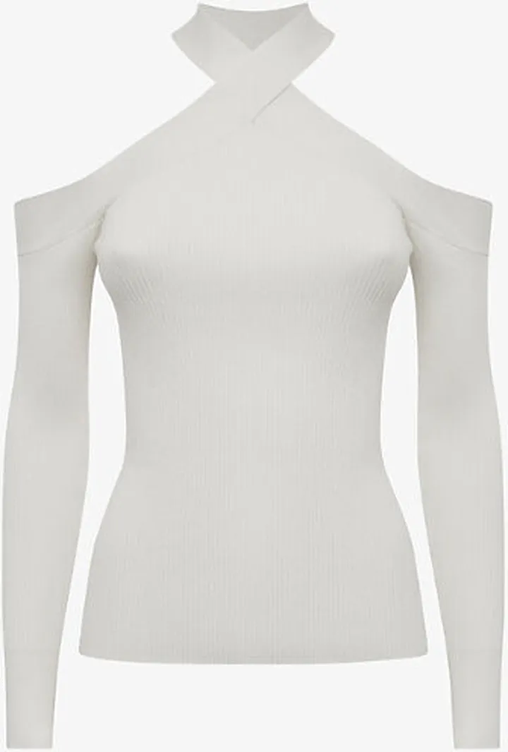 Womens Cream Pamilla Halter-neck tretch-knit top