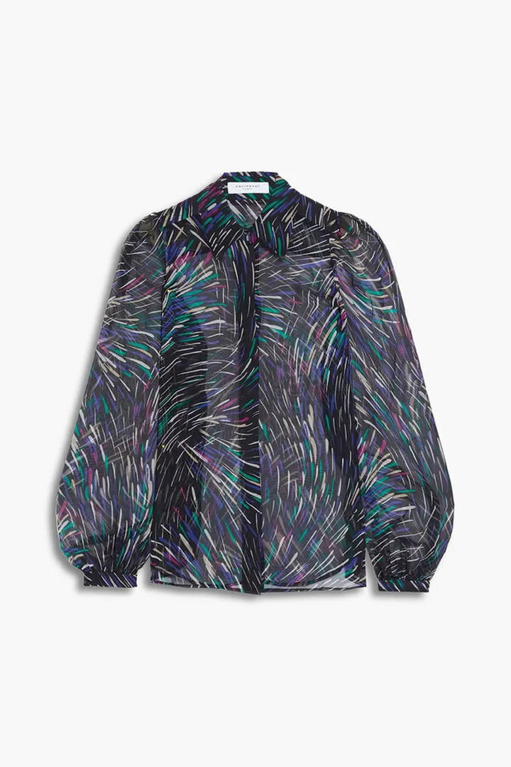 Linneta printed silk-chiffon shirt