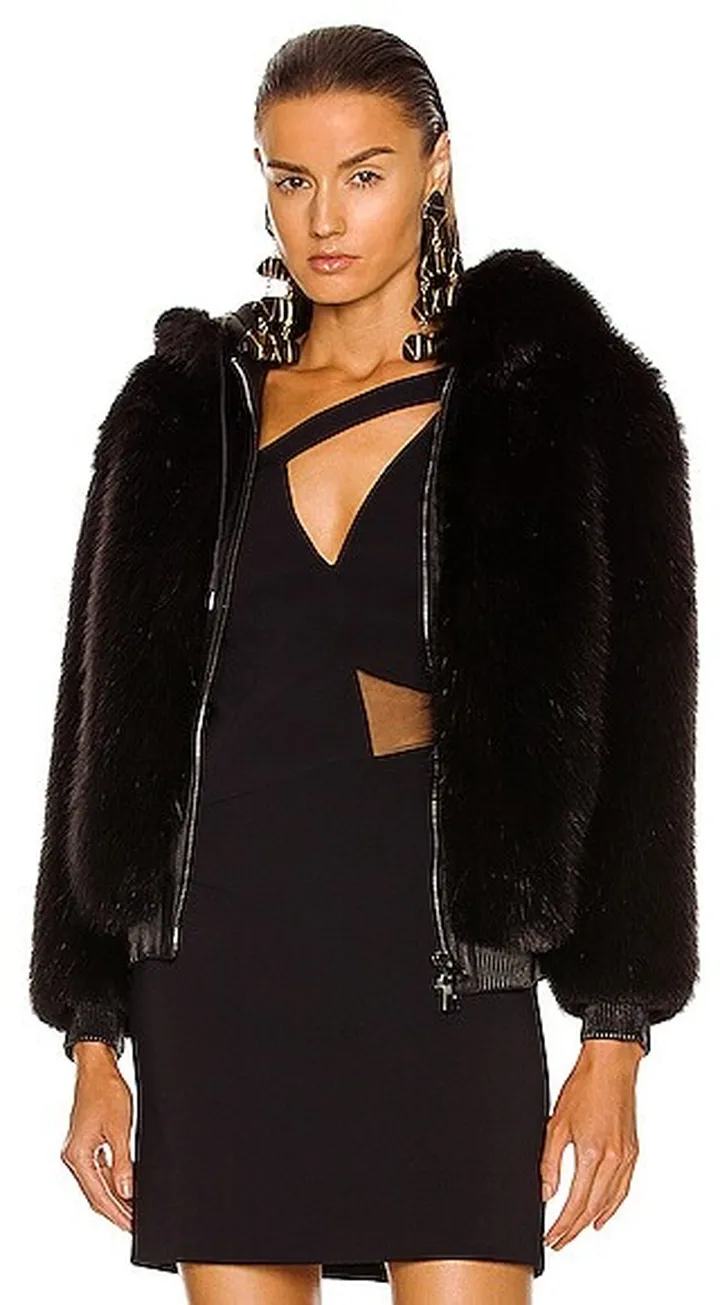 TOM FORD Faux Mink Fur Hoodie in Black