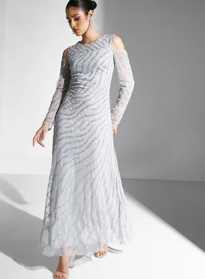 Cold Shoulder Embellished Dress