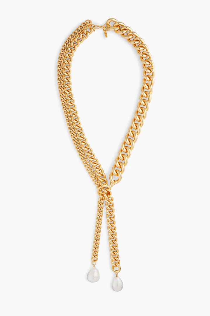 Gold-tone faux pearl necklace