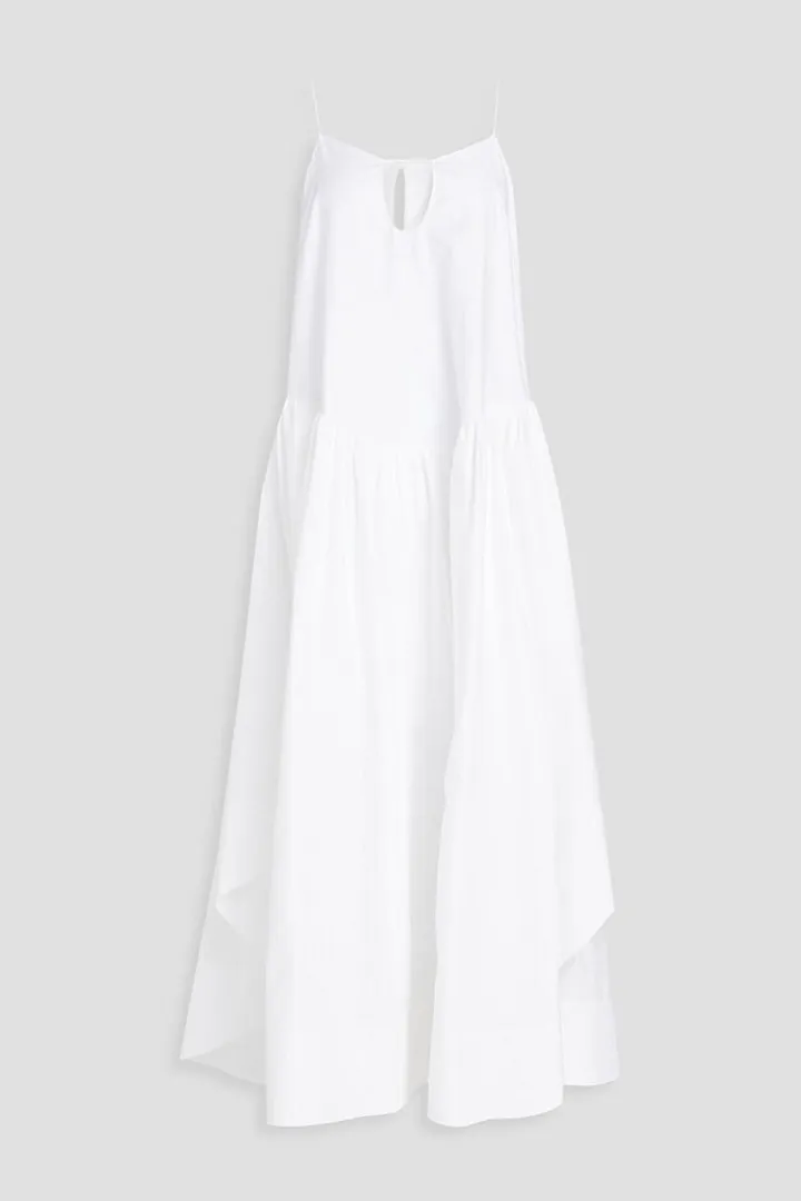 Norelle cutout gathered cotton-twill maxi dress