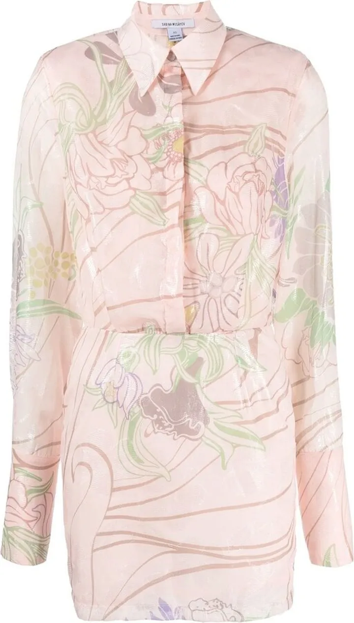Floral-Print Fitted Shirt Dress