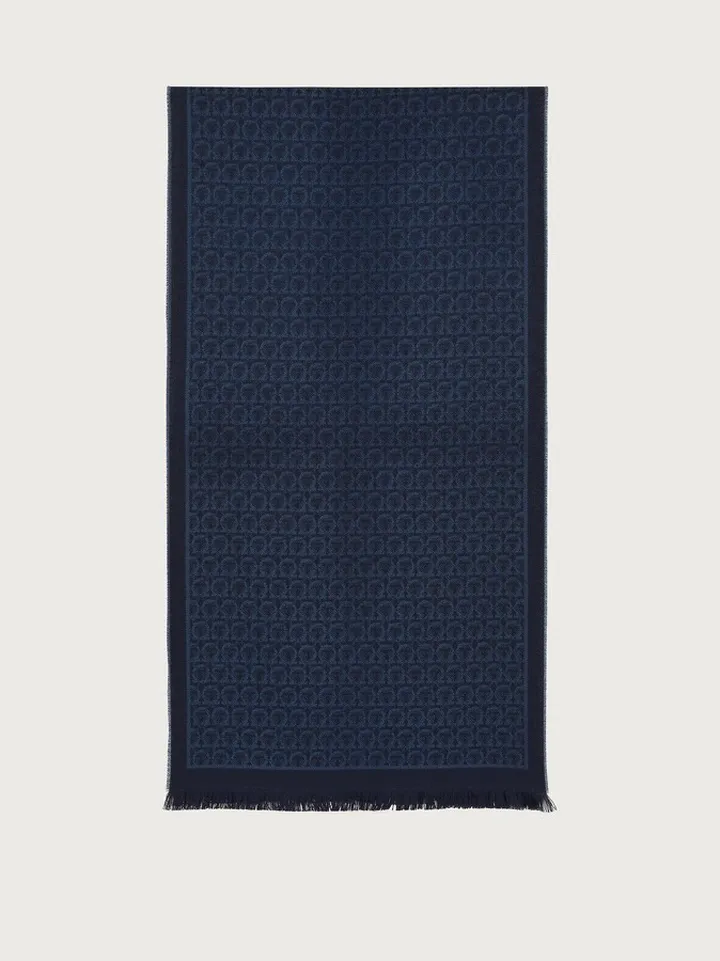 Ferragamo Women Gancini woolen scarf Blue