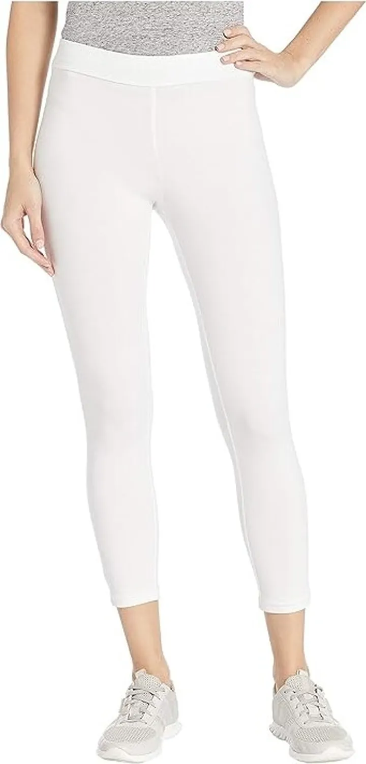 HUE Wide Waistband Blackout Cotton Capri Leggings (White) Women's Casual Pants